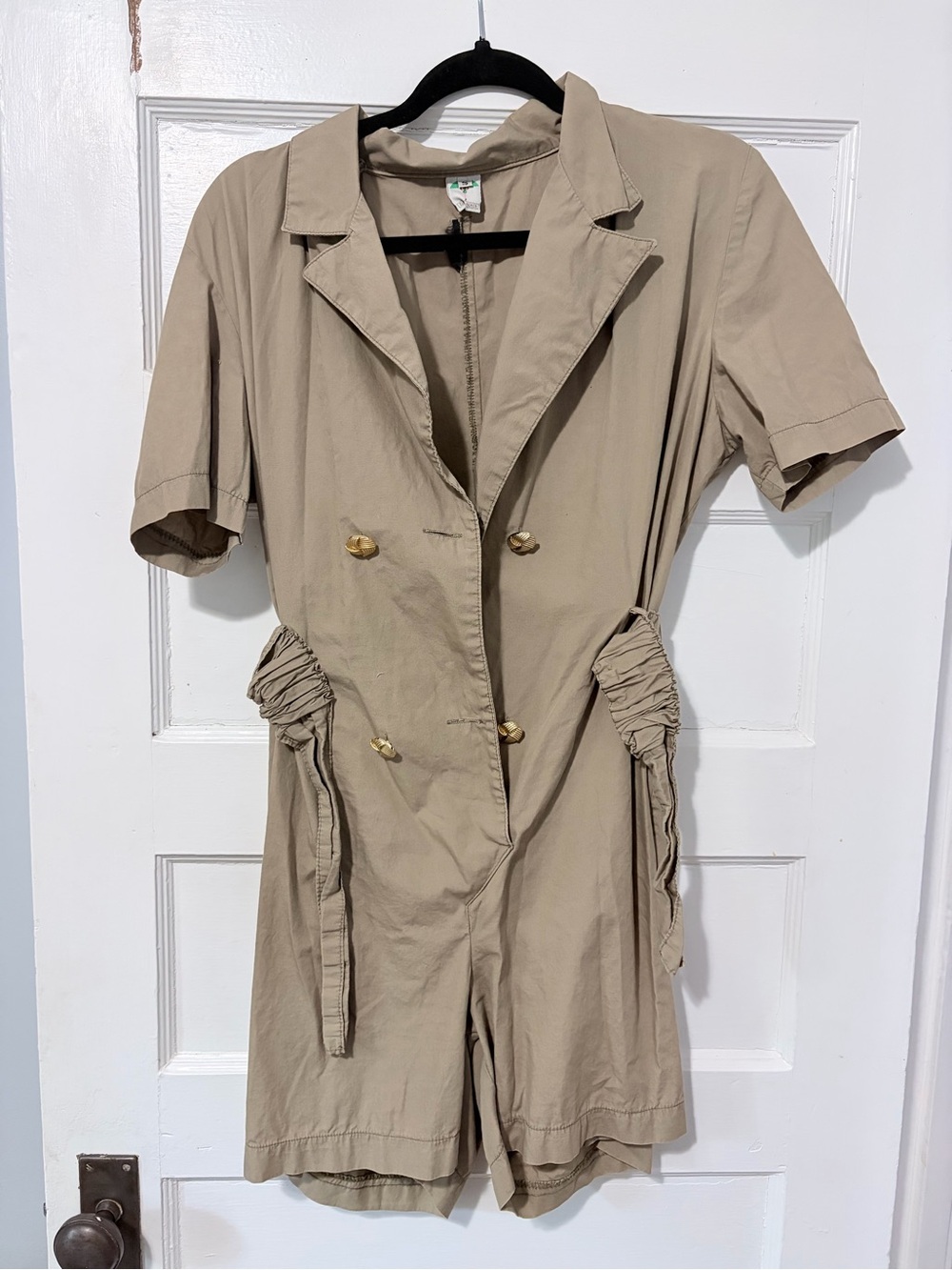 Vintage Belted Romper with Gold Buttons